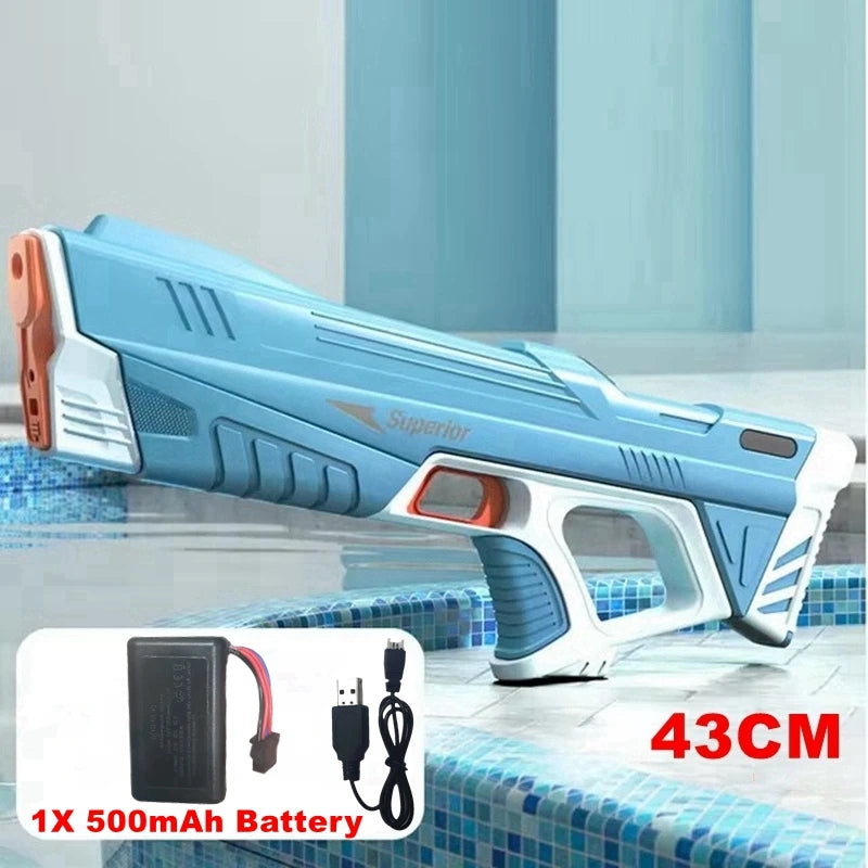 Full Automatic Electric Water Gun 43cm Portable Rechargeable Water Blaster for Outdoor Activities