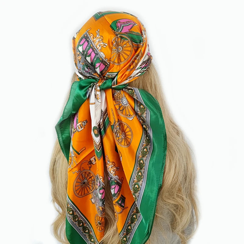 Retro Women Silk Scarf Bandanna Fashion Bohemian Pattern Square Hijab Lady Wrap Headband foulard muffler