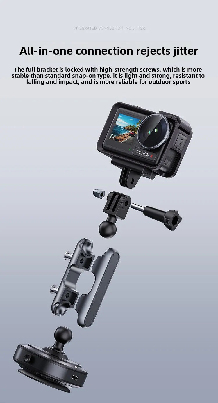Electric Vacuum Suction Car Action Camera Mount Aluminum Alloy 360 Degree Adjustable Camera Holder for Dashboard and Outdoor Recording