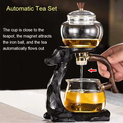 Glass Teapot Cute Deer Automatic Tea Maker Purer Oolong 6 Teacup Household Tea Set Holder Base Gift For Friend