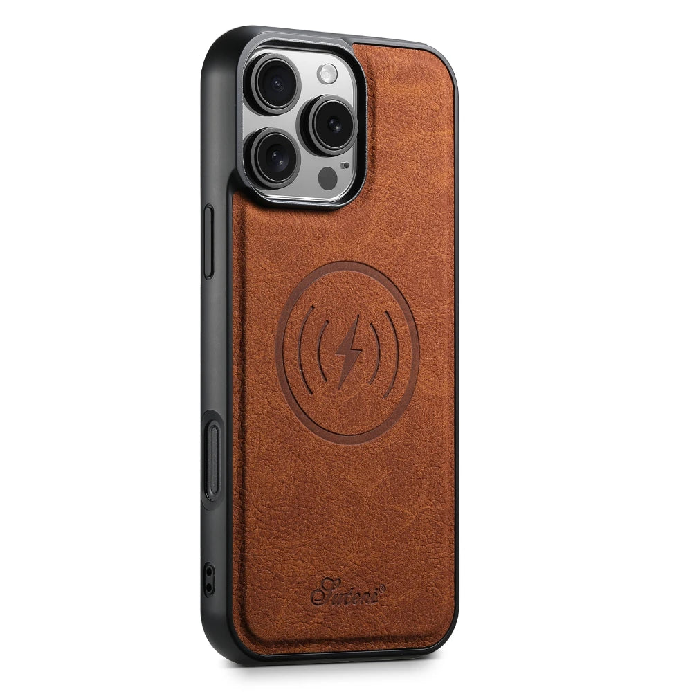 Leather for Magsafe Case for iPhone 16 15 Pro Max 16e 14 Plus 16Plus Bracket  Back Cover with Card Holder