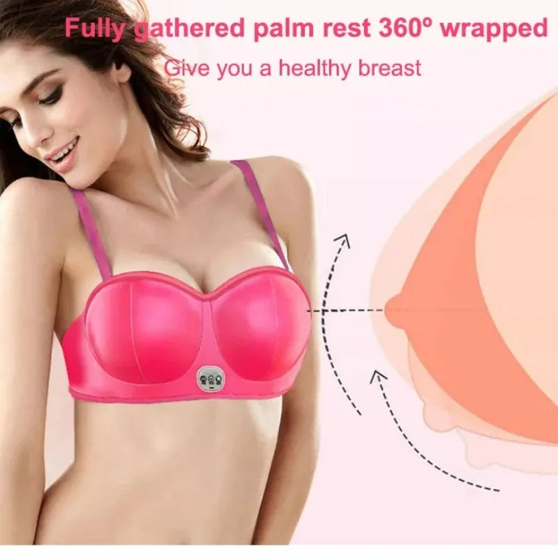 Electric Breast Massage Bra Wireless Breast Enhancement Instrument with Hot Compress Function for Breast Lift Enlarge