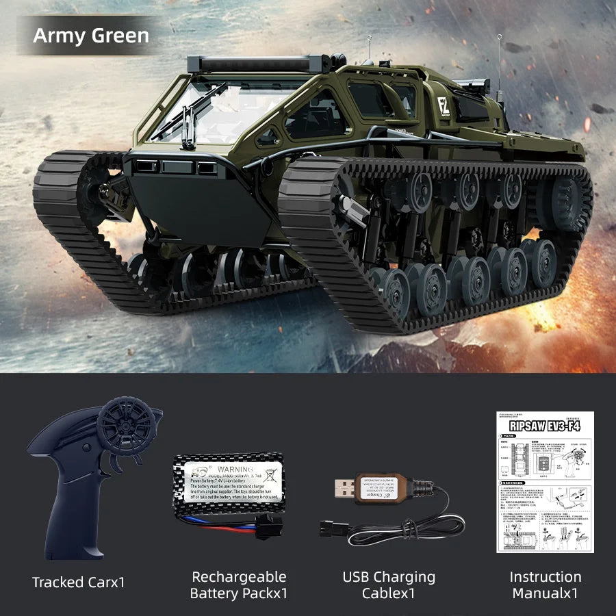 LED Light Full Scale Tracked Tank Simulation Model Toy RC Car Model Drift Remote Control Off-Road Vehicle Boy Gift