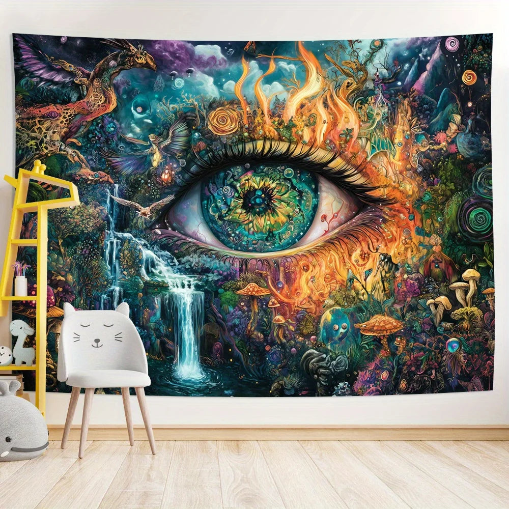 Fantasy Forest Magic Tapestry Mysterious All-Seeing Eye  Room Theme Playroom Decor