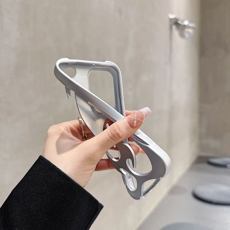 Plating Solid Color Matte Hollow Out Heat Dissipation Phone Case For Samsung S24 Ultra S23 Ultra Cover