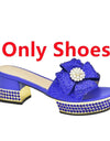 Nigerian Italian Shoes and Bags Set Decorated with Rhinestone Luxury Shoe and Bag Set for Party in Women