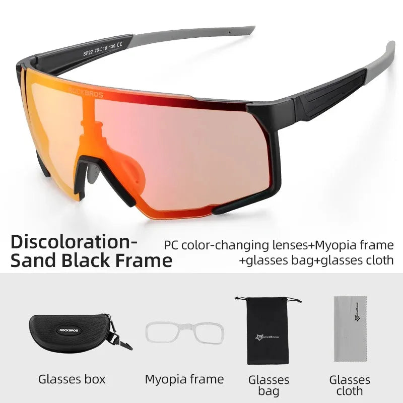 Bicycle Glasses Polarized Photochromic Lens Bike Eyewear Sunglasses UV Sun Protection Sports MTB Road Cycling Goggles