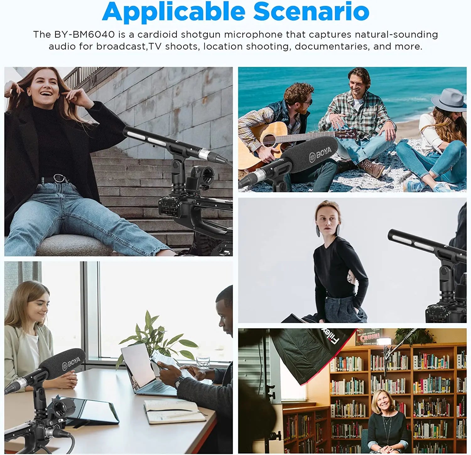 BY-BM6040 Cardioid On-camera Shotgun Microphone for Youtube Recording Broadcast TV Shoots Location Shooting Documentaries