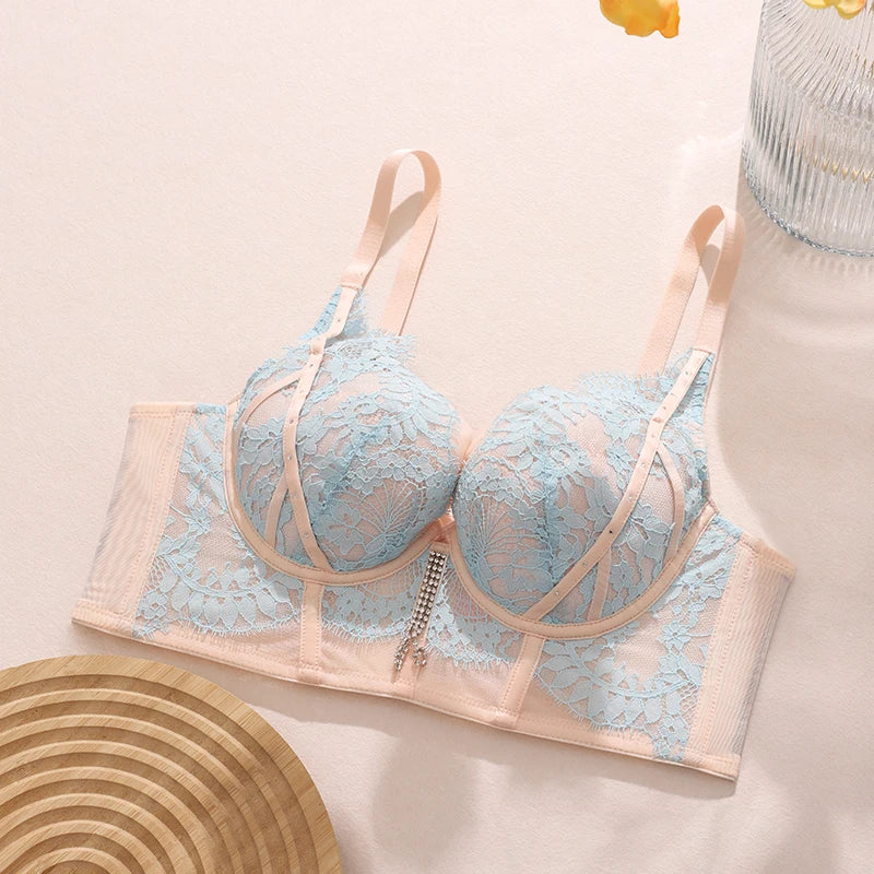 Womens Lace Embroidered Minimizer Underwire Bra