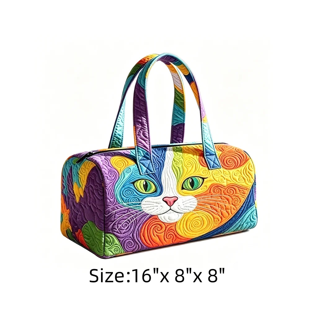 Vintage Animal Print Quilted Duffel Bag Overnight Travel Bag Lightweight Handheld Luggage for Vacation Gym Weekend Getaway