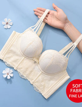 Women’s Low-Cut Lace Push-Up Bralette – Adjustable Straps, Fashionable Lingerie