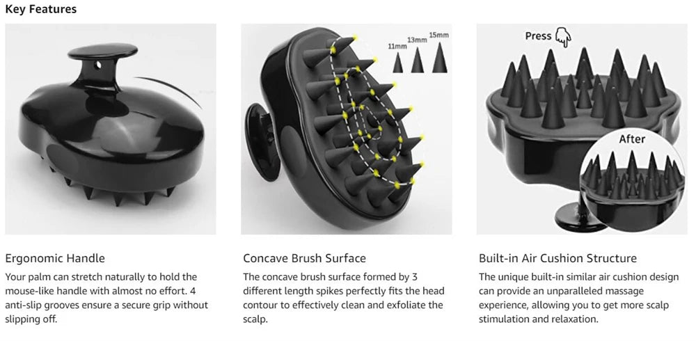 Head Massage Instrument Silicone Hair Scalp Massage Brush Comb Shampoo Hair Washing Comb Magic Handle Brush Spa Massage Brush