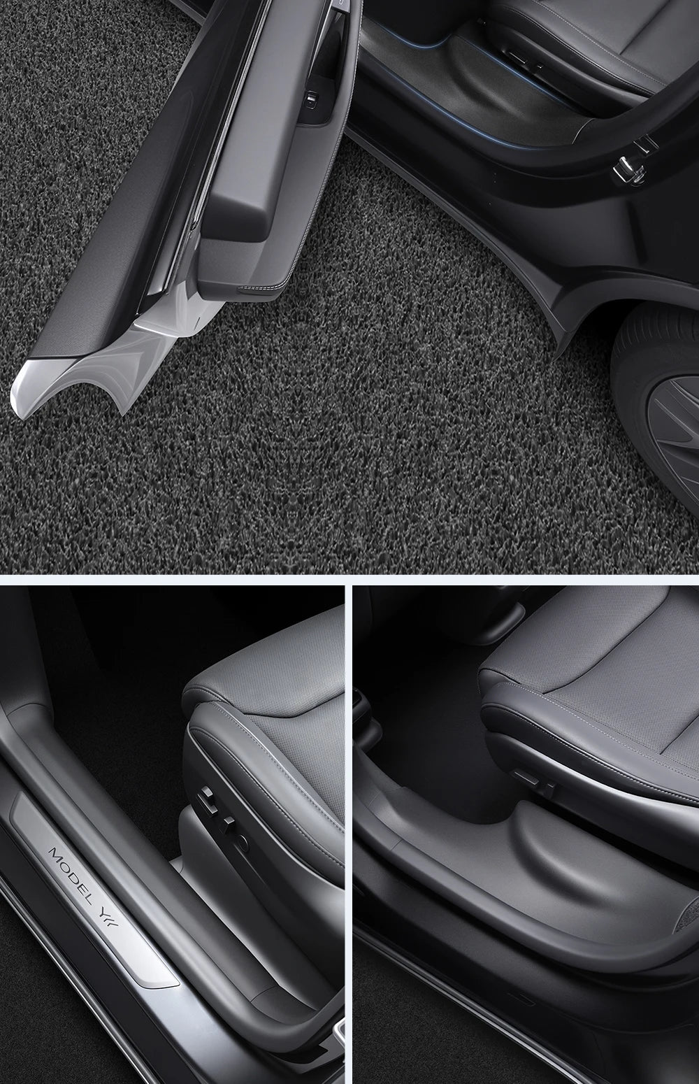 TPE Door Sill and A B Pillar Protector Set for Tesla Model YL 2026 Anti Kick Waterproof Threshold Guard