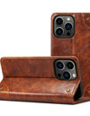 Flip Leather Wallet Phone Case for iPhone 16 15 Pro Max 16E 14 Plus with Magnetic Card Slot Holder Cover