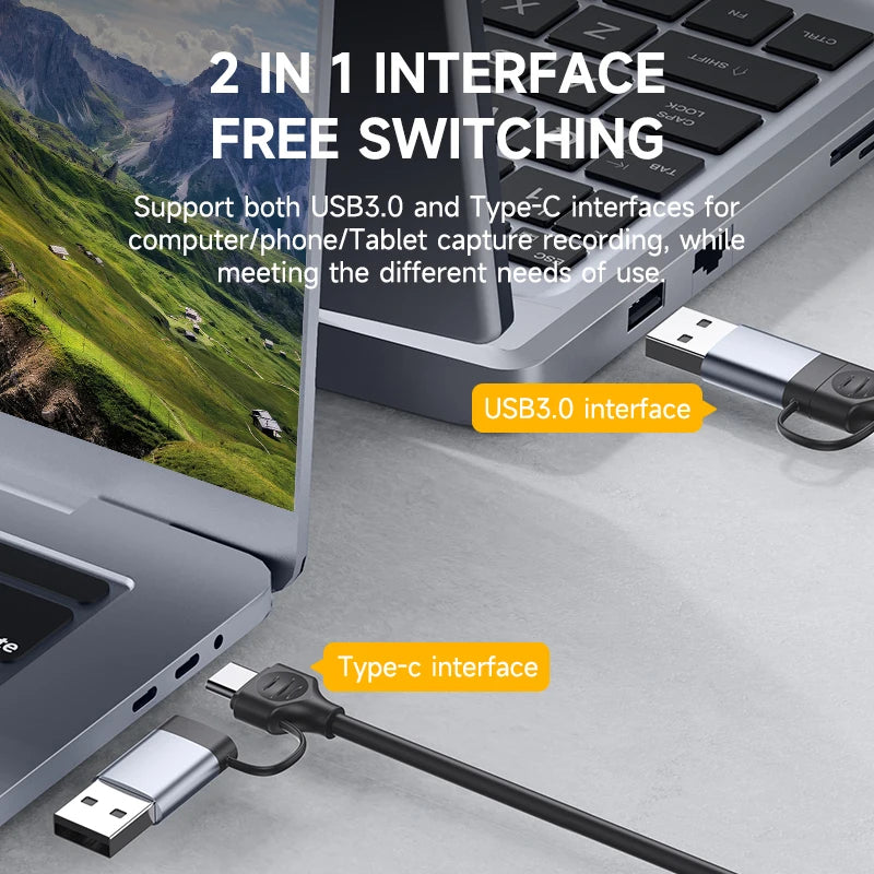 USB 3.0 Video Capture Card HDMI-compatible to USB/Type-c Game Grabber Record ms2130 for Switch Xbox PS4/5 Live Broadcast