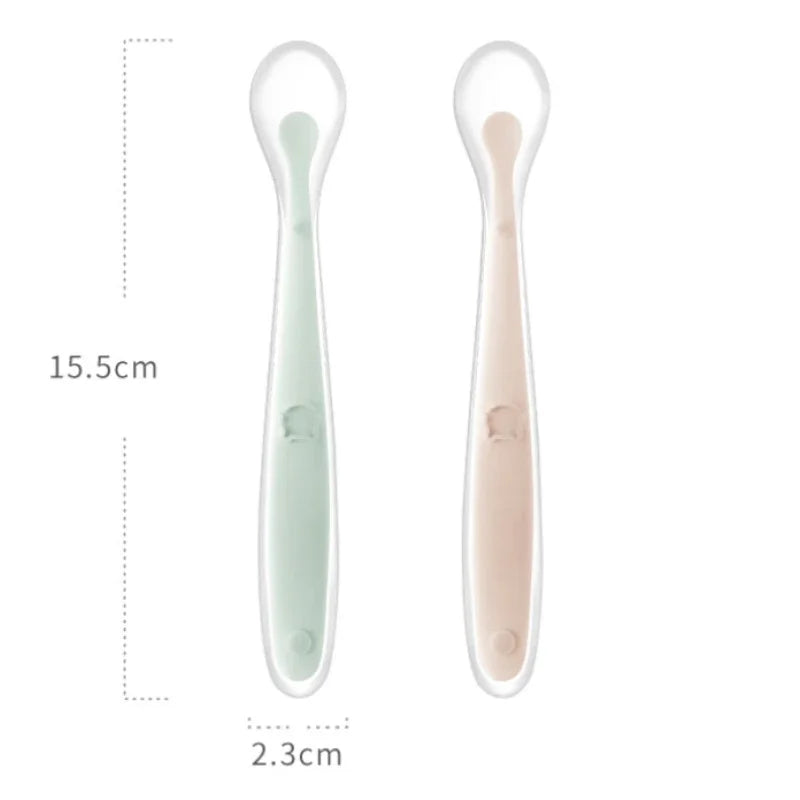 Soft Silicone  Spoon  Complementary Food Feeding Training Spoon for s Soft Tip Spoon 's Tableware