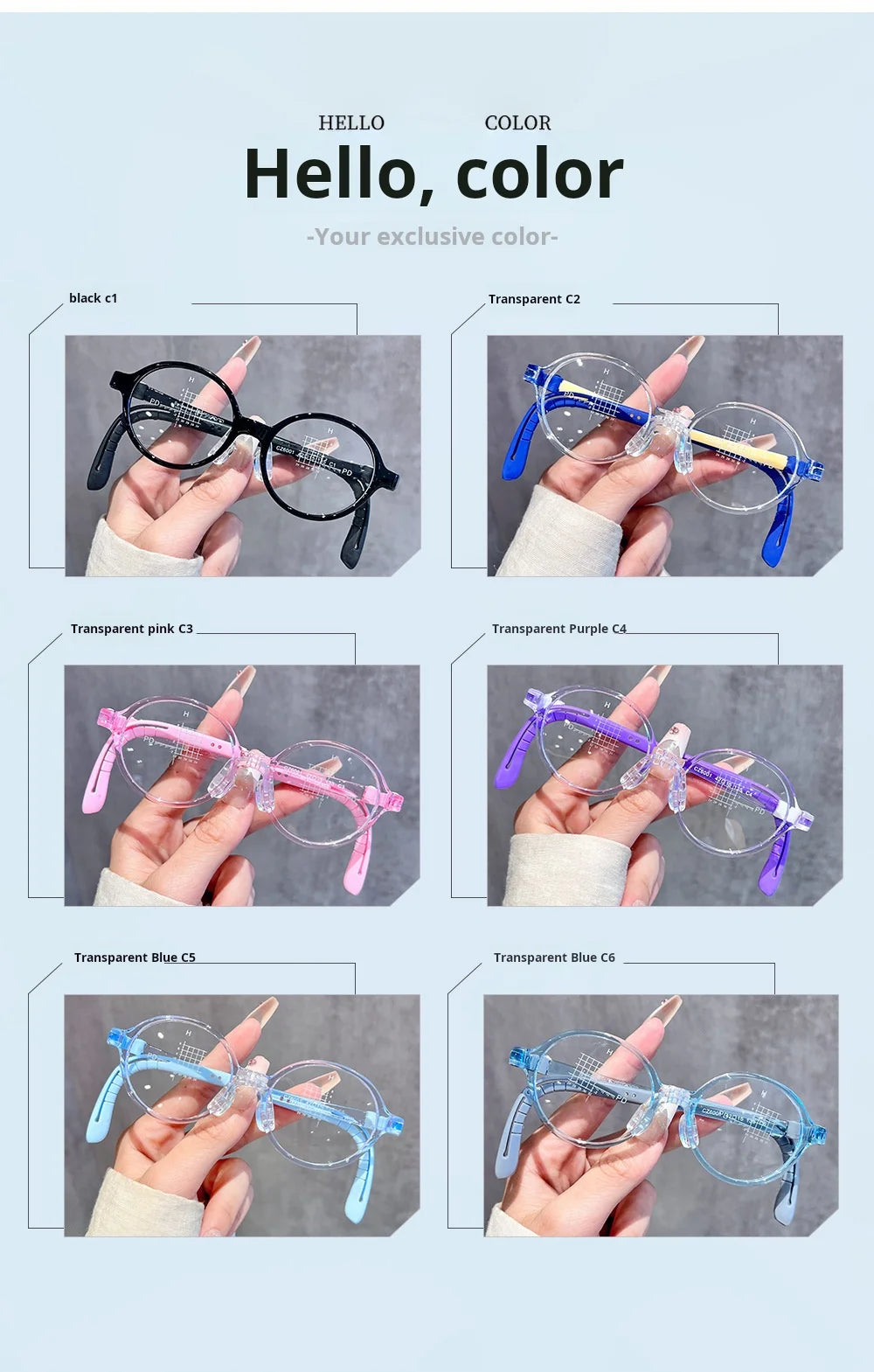 Retro Round Lightweight Flexible Plastic Eyeglasses Frames