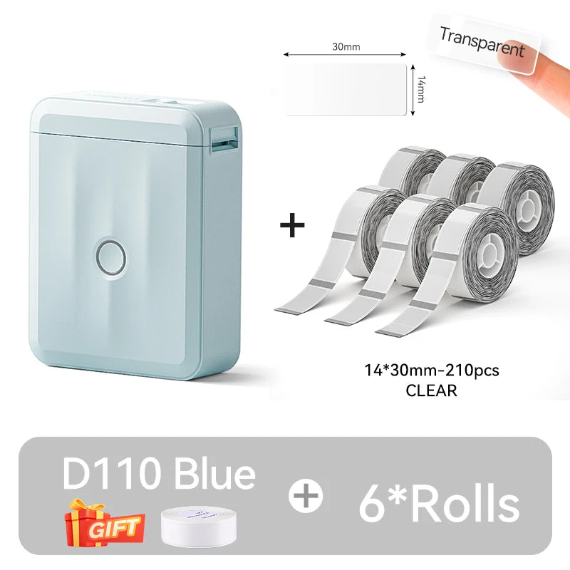 D110 Mini Thermal Label Printer, Bluetooth Portable Pocket Sticker Maker 12–15mm Inkless Label Printer for Home Organization