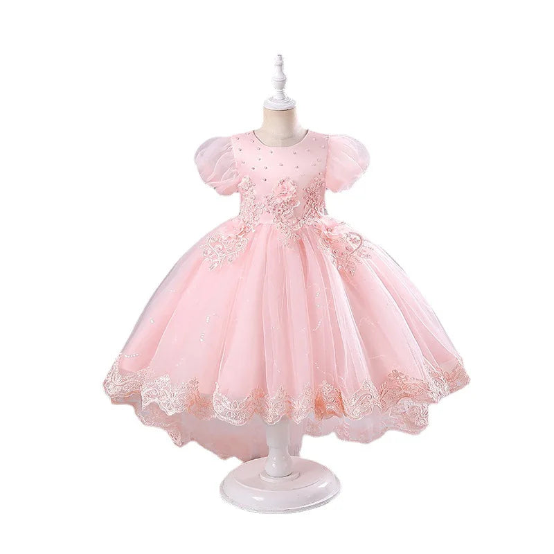 Princess Dress for Girls Elegant Long Tulle Gown  Flower Girl Wedding Dress, Birthday Party Gown, Pageant Costume