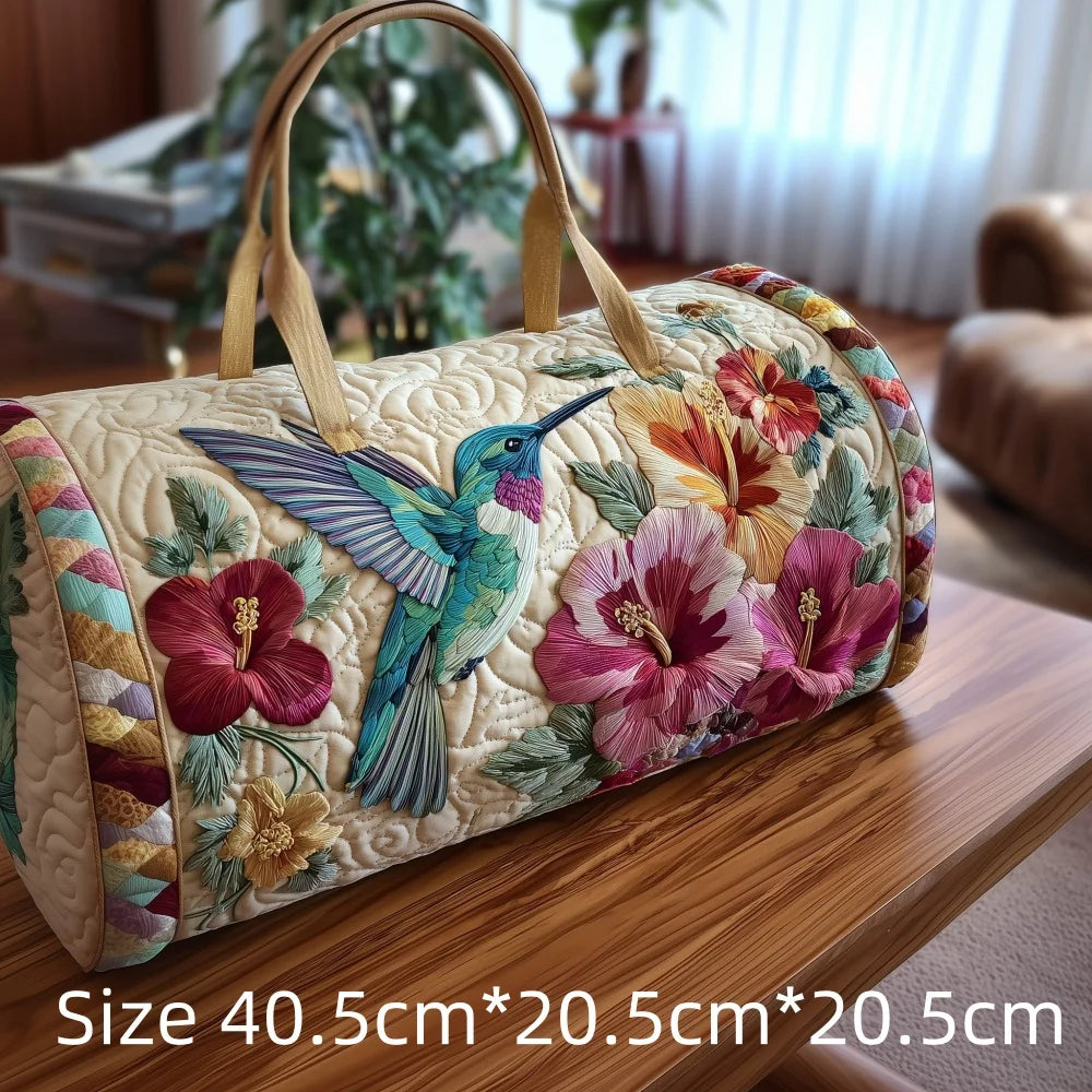 Trending Vintage 3D Quilted Travel Bag Cardinal Bird Floral Printed  Durable Weekend Gym Trip Beach Bag Carry on Tote for Women