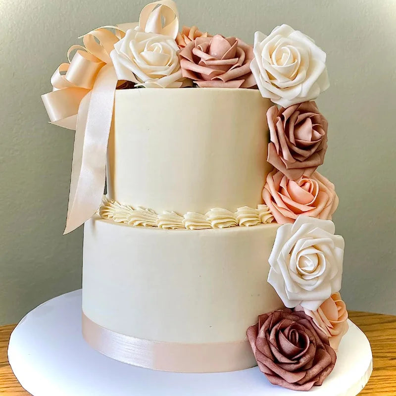 25pcs Artificial Flowers PE Foam Roses W/stem for DIY Wedding Bouquets Centerpieces Christmas Party Arrangement Home Decoration