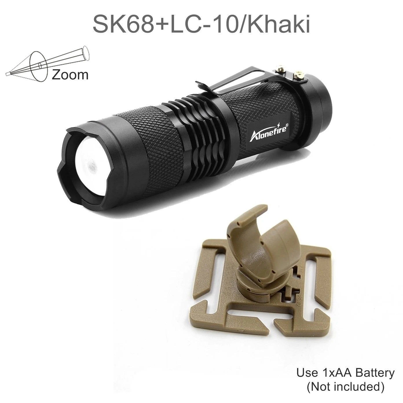 SK68 LED Flashlight With 360 Degree Swivel Clip