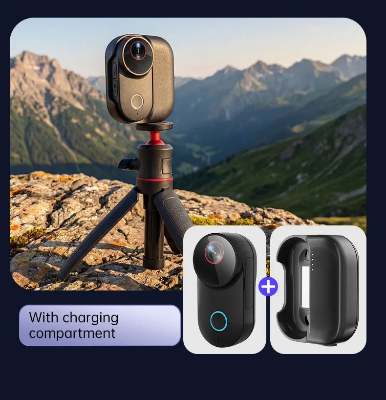4K WiFi Thumb Action Camera 6-Axis EIS Waterproof Mini Body Cam with Charging Dock