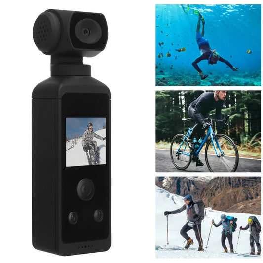Pocket 4K Rotatable Action Camera 270 Degree Lens WiFi Anti Shake Waterproof Sports Camera with Microphone Clip for Cycling Diving Vlog Recording