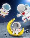 Mini Micro Rocket Building Blocks Space Moon Satellite Astronaut Diamond Bricks Constructor Toys for Children Gifts LED Light