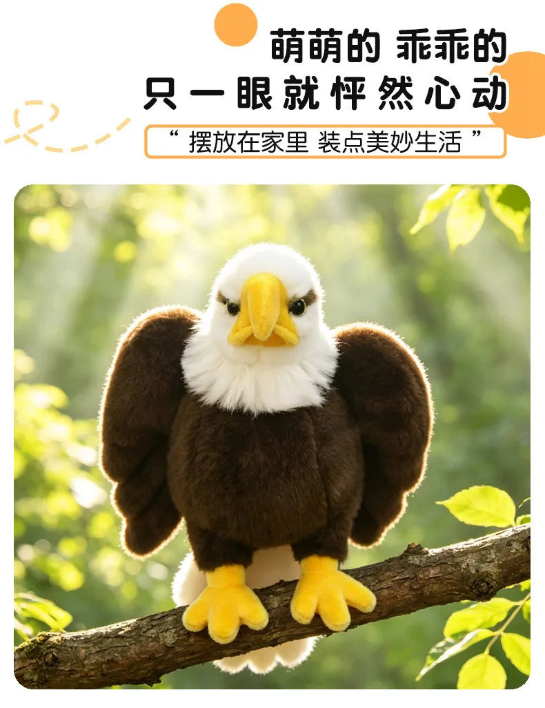 White Headed Eagle Plush Stuffed Animal Realistic Bird Model