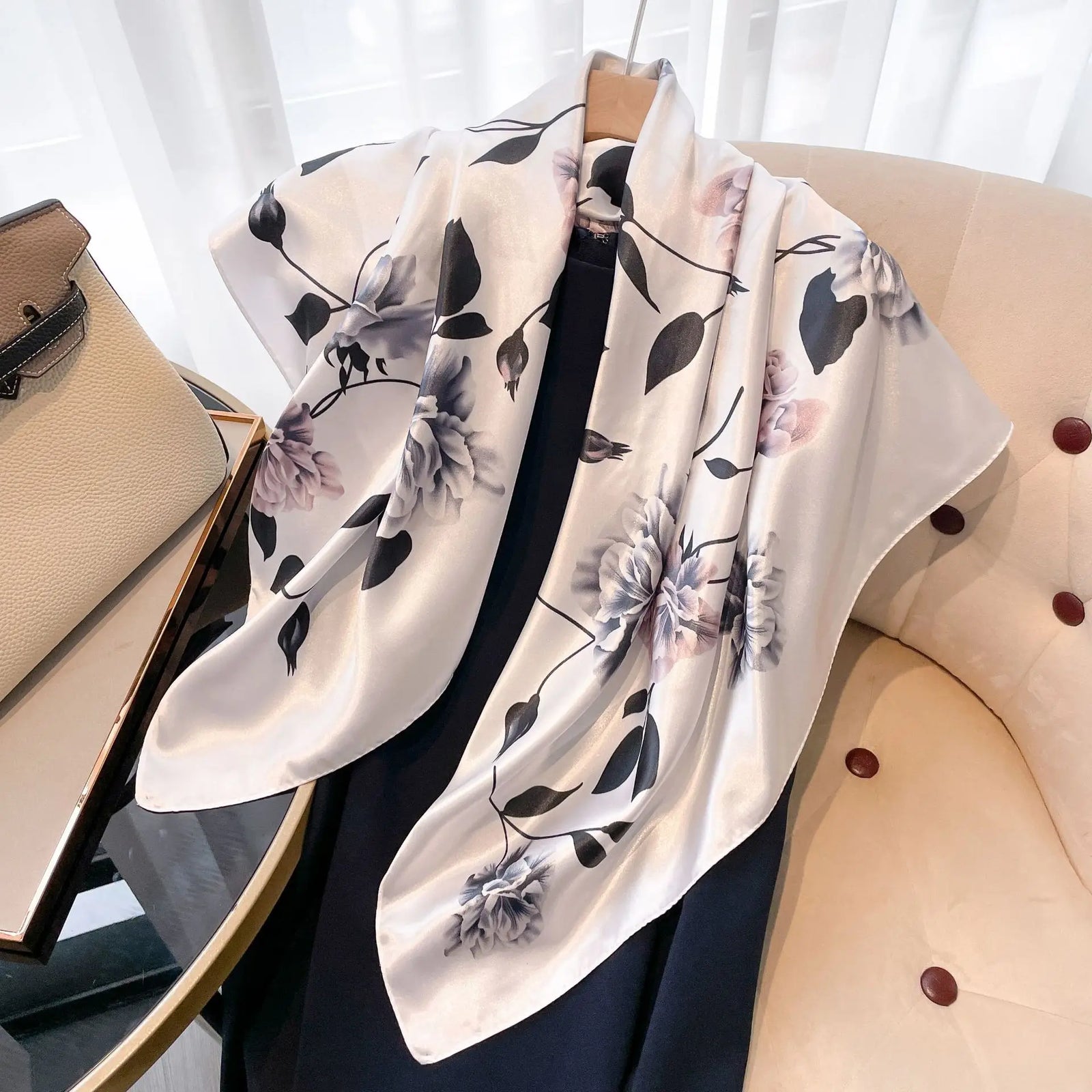 Square Women Scarves Silk Office Ladies Hair Neck Bandanna Headband Foulard Headcloth Muslim Headscarf Female muffler