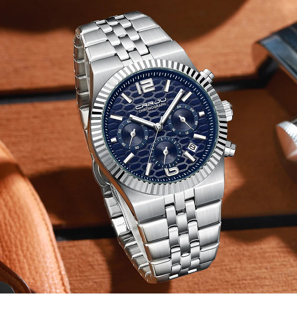 Classic Men's Automatic Date Watch Stainless Steel Quartz Elegant Round Case Luminous Versatile Fashion Night Light 2323