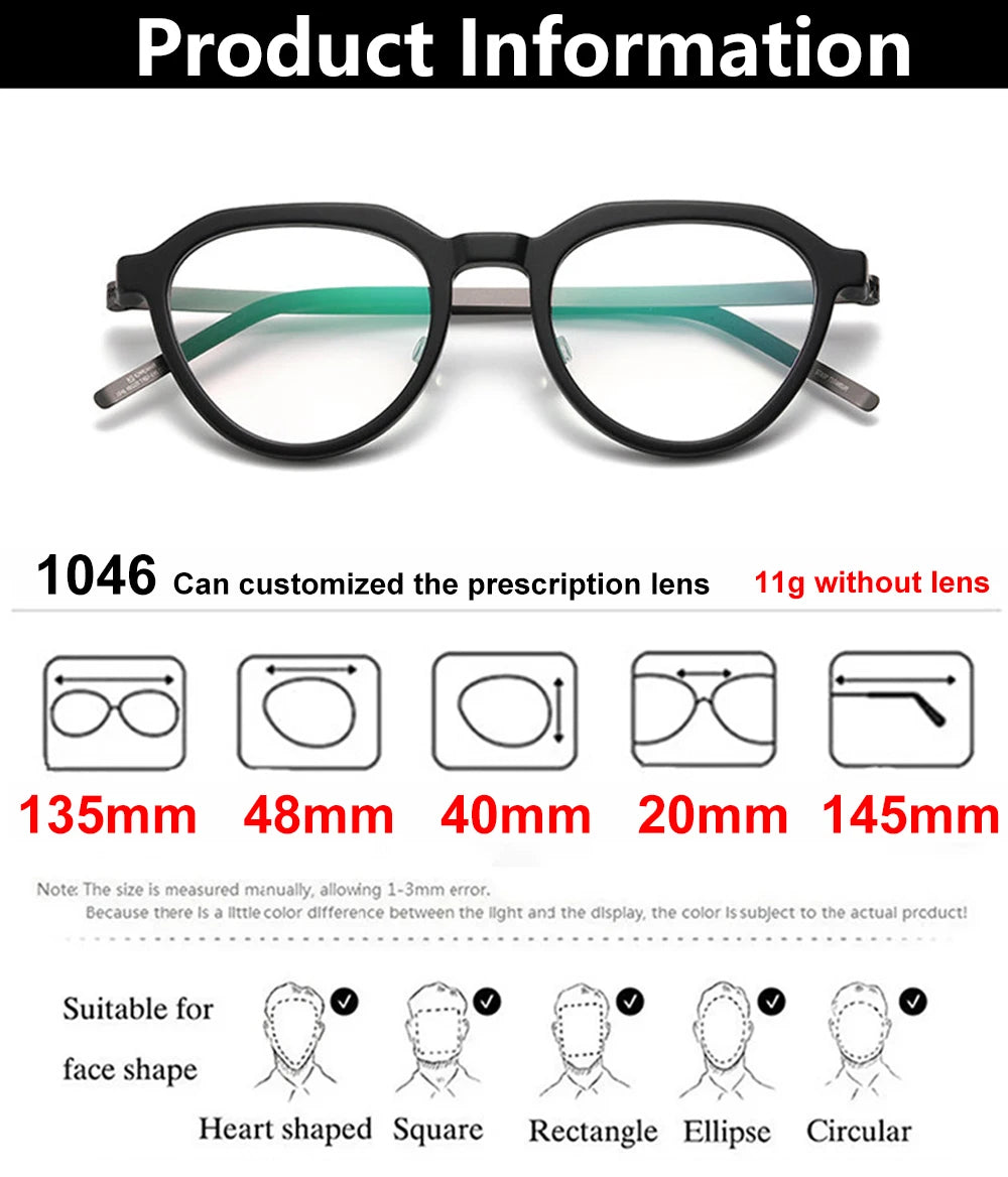 Vintage Polygon Titanium Acetate Screwless Eyeglasses Frame