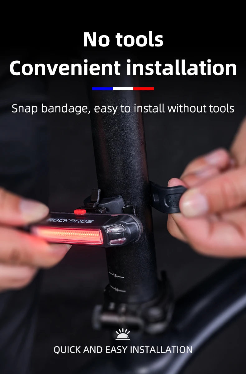 Bicycle Rear Light 500mAH USB Rechargable LED Lamp Bike Tail Light Warning Seatpost Riding Cycling Taillight