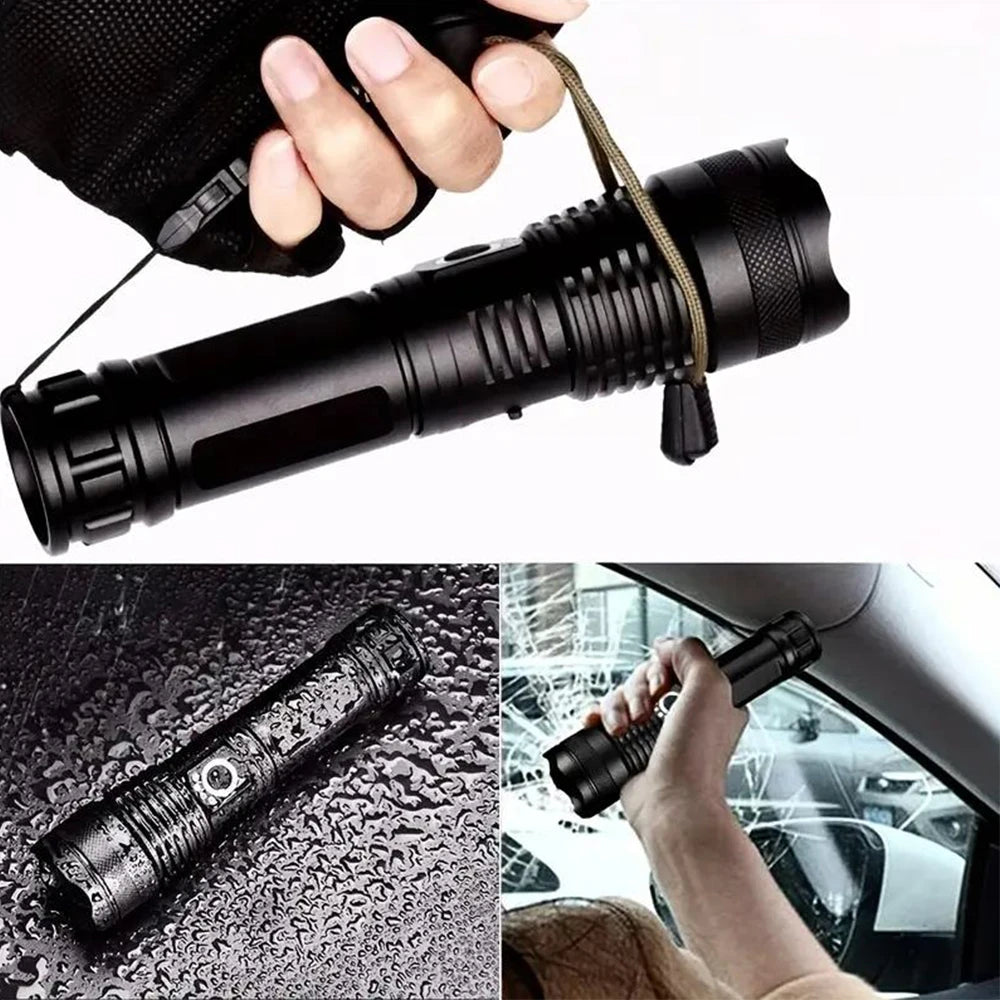 High Power Rechargeable LED Flashlight With Zoom And USB Charging