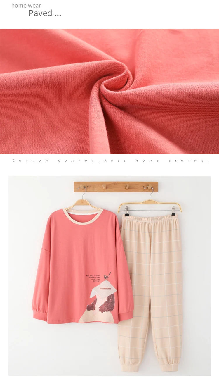 Women’s Winter Corduroy Cotton Pajama Set – Cute, Comfortable, Loose Long Sleeve Loungewear