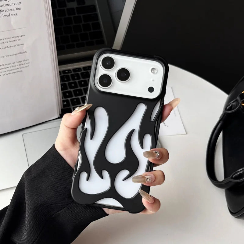 For iPhone 17 Pro Max Cases for iPhone 17 Pro Cover Plating Hollow Flame Pattern Silicone Shockproof Phone Case for iPhone17 Air