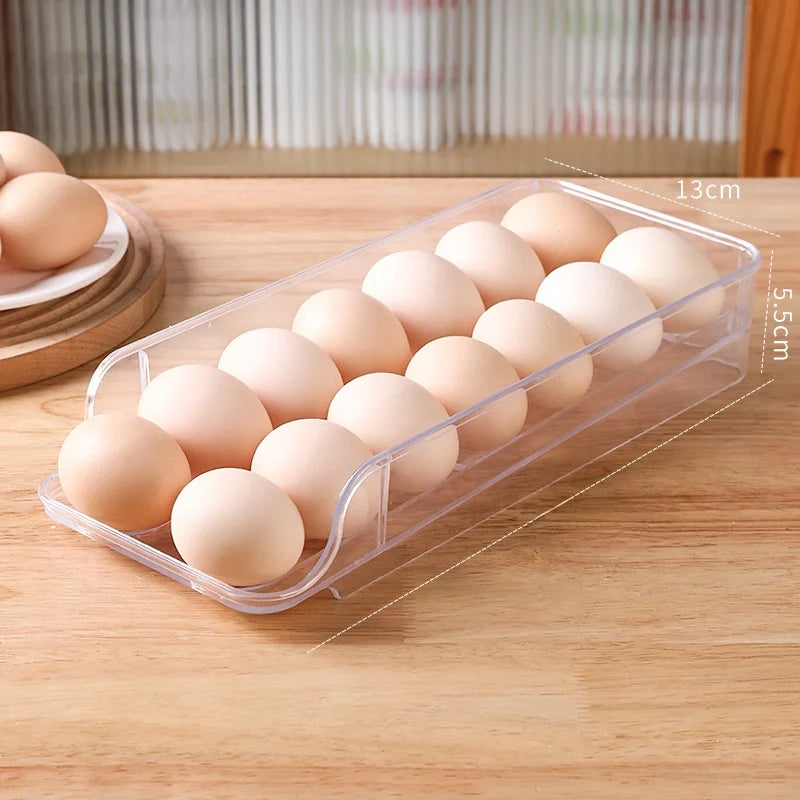 Portable Rolling Egg Storage Box – Kitchen Refrigerator Egg Holder Organizer Food Storage Container