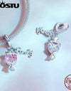 925 Sterling Silver Pink Dreamy Bear Heart Bead Candy Charms Dolphin Pendant
