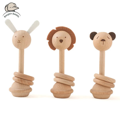 Wooden Montessori Toys For Babies Mobile Rattle Toy Comfort Rattle Toy Beech Wooden Animal Baby Comfort Toy  Nursery Decoration