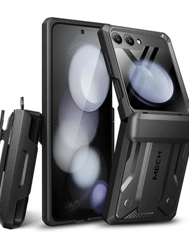 Dual Layer Rugged Protective Cover with Rotatable Belt Clip Screen Hinge Protection Case for Samsung Galaxy Z Flip 5