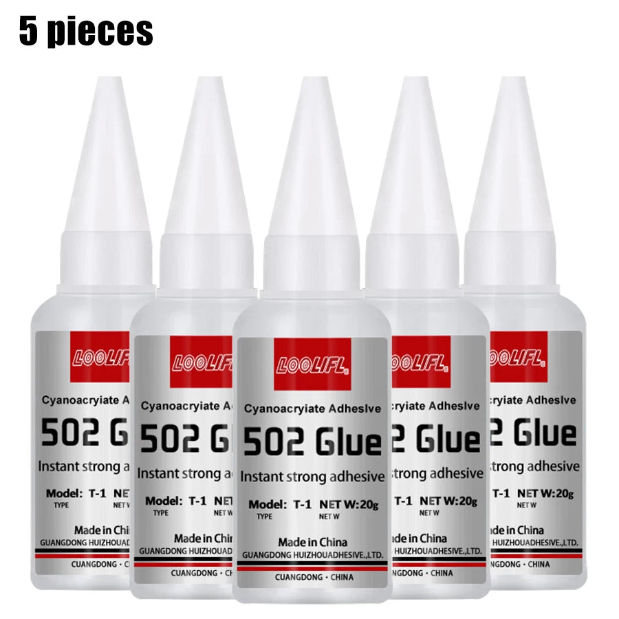 1-5pcs 502 Super Glue Instant Quick-drying Cyanoacrylate Adhesive Leather Rubber Wood Metal Strong Bond Liquid Glue Tool