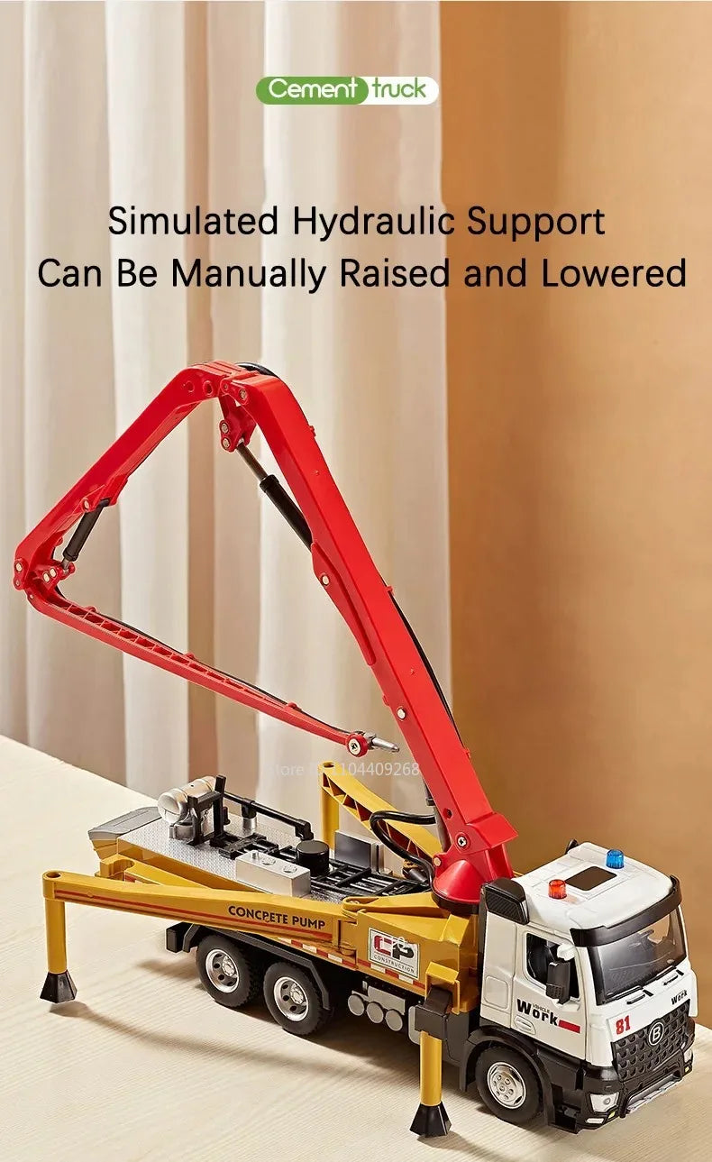 1:24 Scale Watering Cement Dump Trucks Model Garbage Truck Toy Car Sound Light Doors Opened Engineering Vehicles  Gifts