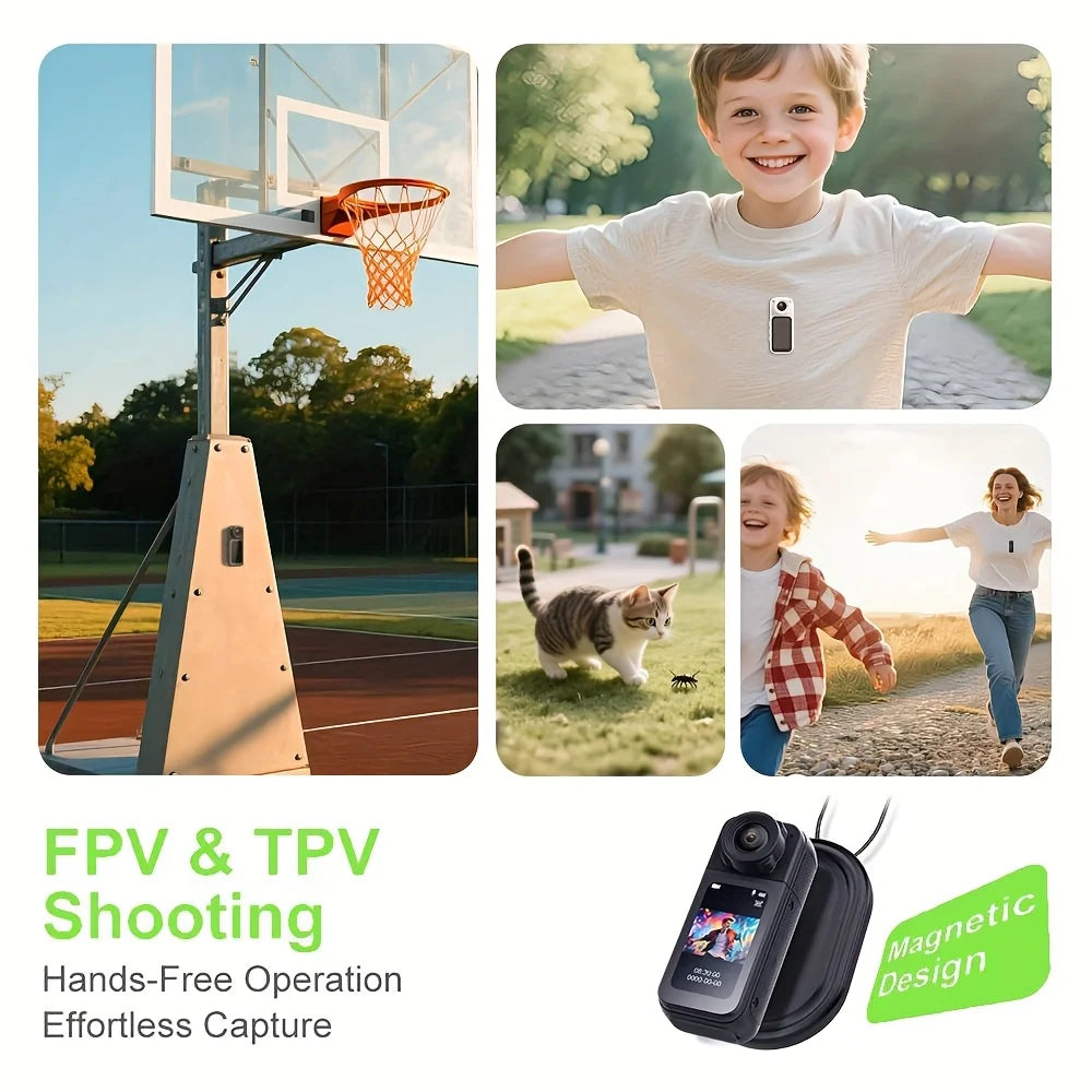 Thumb Action Mini Camera 2.7K Pocket Cameras Sport Body Cam Instant 180°Angle WIFI Recorder megnetic Attraction Bracket Camera