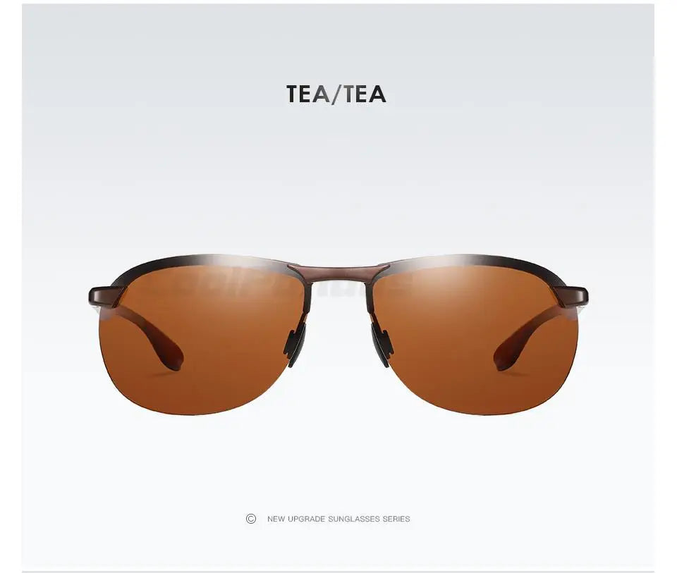 Rimless Photochromic Polarized UV400 Aluminum Driving Sunglasses for Men Women