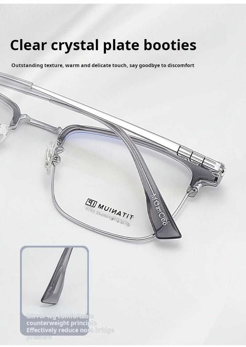Retro Square Lightweight Titanium Eyeglasses Frames