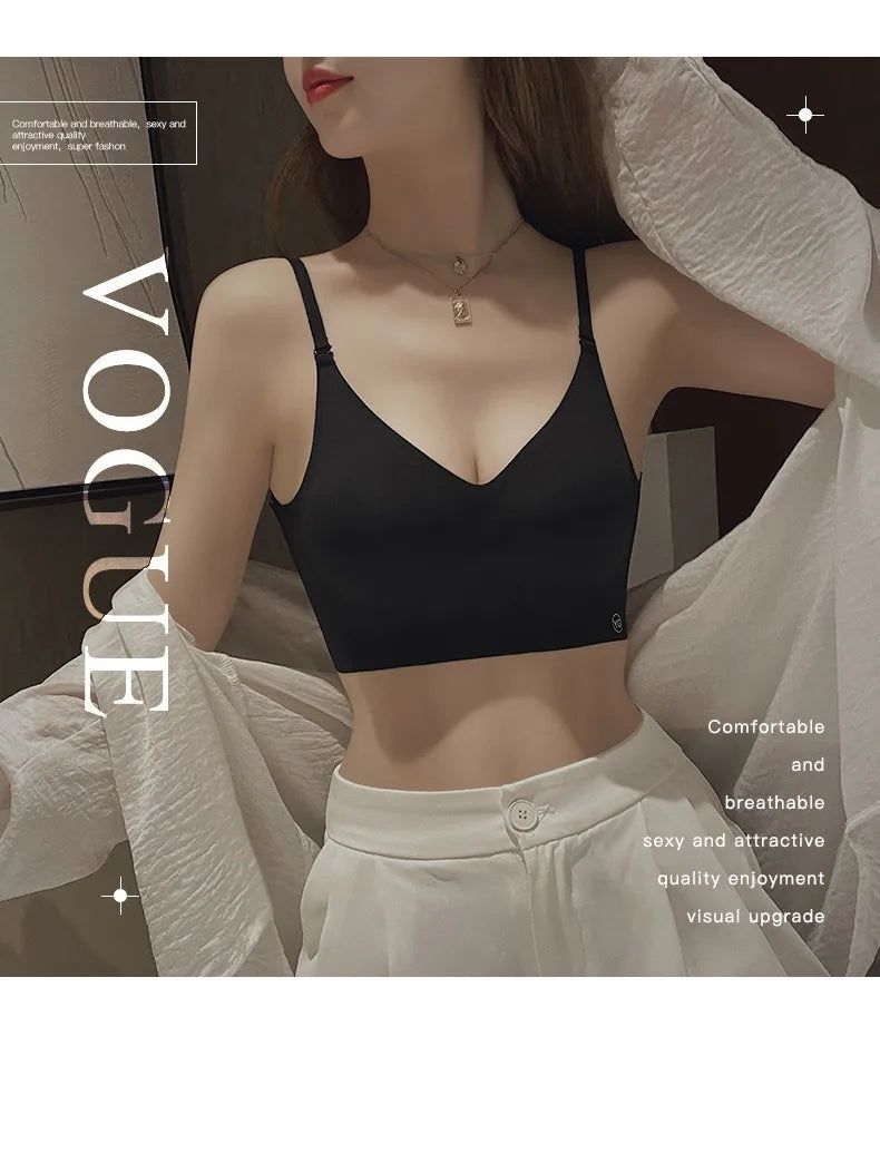 Womens Deep U Neck Seamless Wireless Plunge Bra
