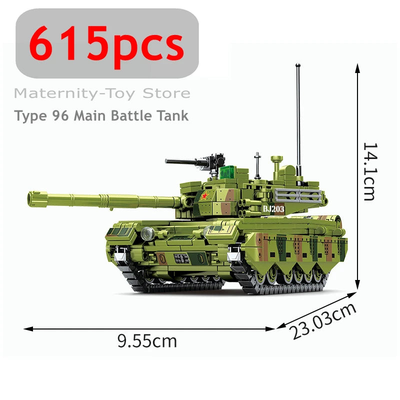 BLOCK Boys Military Type 15 Light Tank 99A 96 Main Battle Tank WW2 Model Building Blocks Army Soldiers Toys for