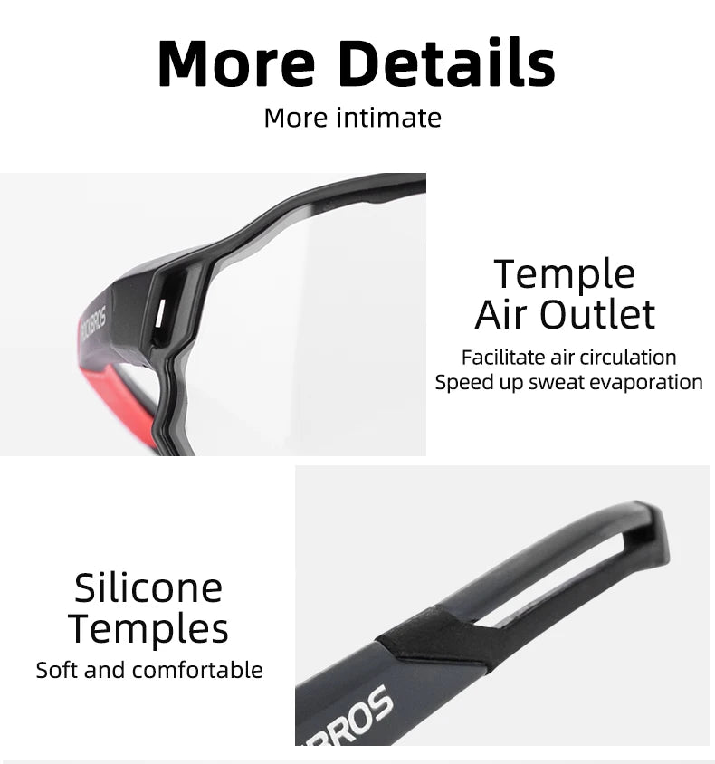 Photochromic Bicycle Glasses UV400 Goggle Large Frame Men Women Sports Bike Eyewear Sungless Adjustable Cycling Glasses
