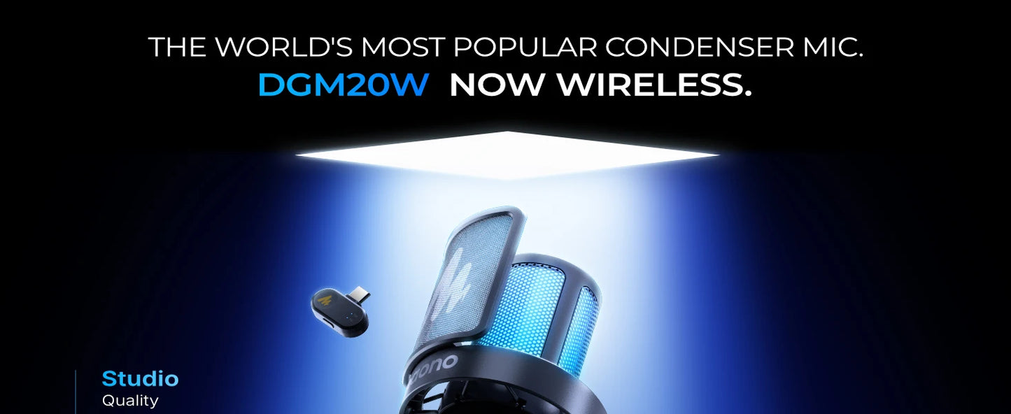 Wireless USB Gaming Microphone with AI Noise Reduction and RGB Lighting
